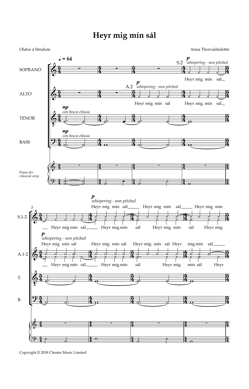 Anna Thorvaldsdottir Heyr Mig Min Sal sheet music notes and chords arranged for SATB Choir