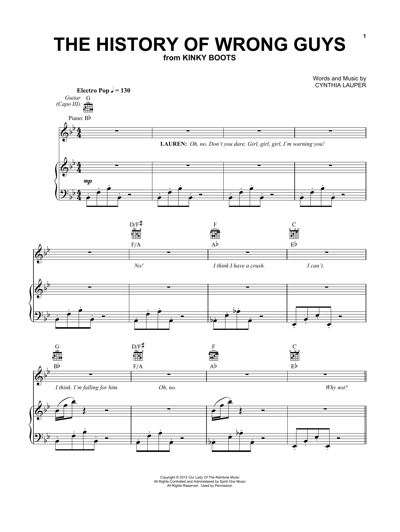 Annaleigh Ashford The History Of Wrong Guys (from Kinky Boots: The New Musical) sheet music notes and chords arranged for Vocal Pro + Piano/Guitar