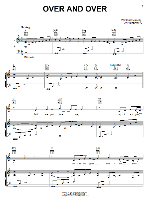Anne Herring Over And Over sheet music notes and chords arranged for Piano, Vocal & Guitar Chords (Right-Hand Melody)
