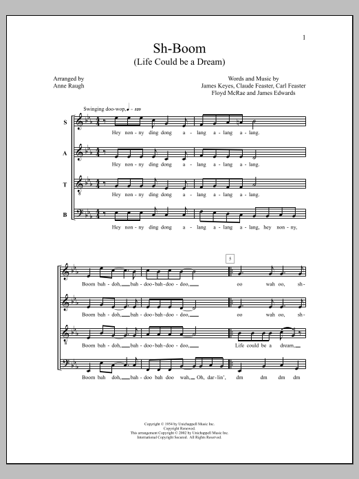 Anne Raugh Sh-boom (life Could Be A Dream) sheet music notes and chords arranged for SATB Choir