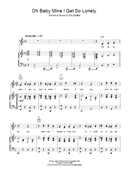 Anne Shelton Oh, Baby Mine (I Get So Lonely) sheet music notes and chords arranged for Piano, Vocal & Guitar Chords