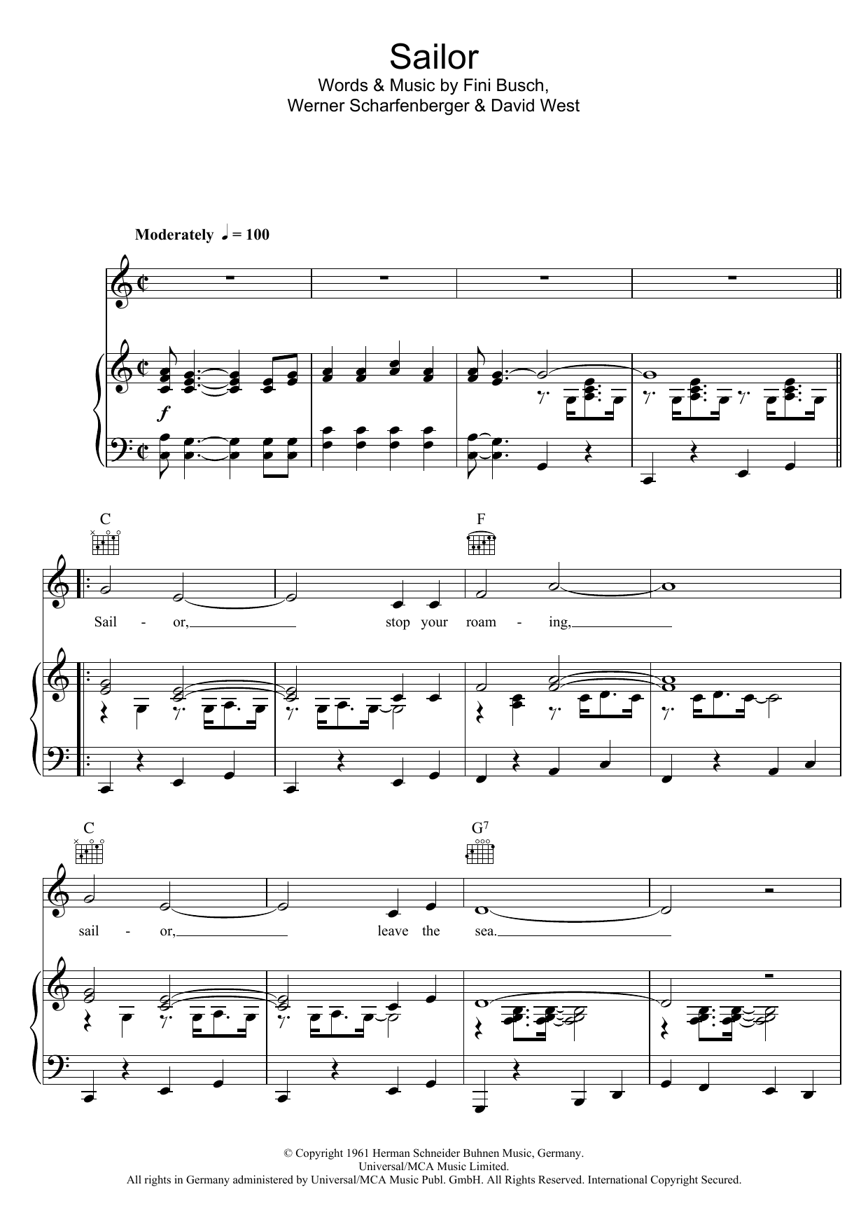 Anne Shelton Sailor sheet music notes and chords arranged for Piano, Vocal & Guitar Chords