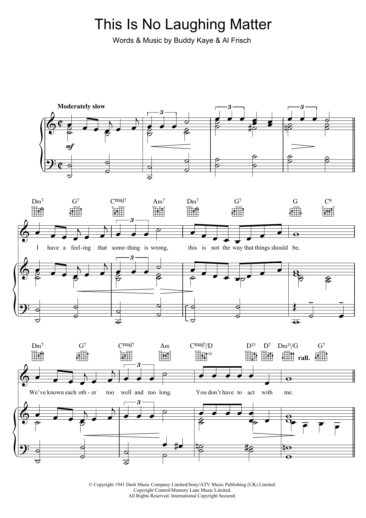 Anne Shelton This Is No Laughing Matter sheet music notes and chords arranged for Piano, Vocal & Guitar Chords