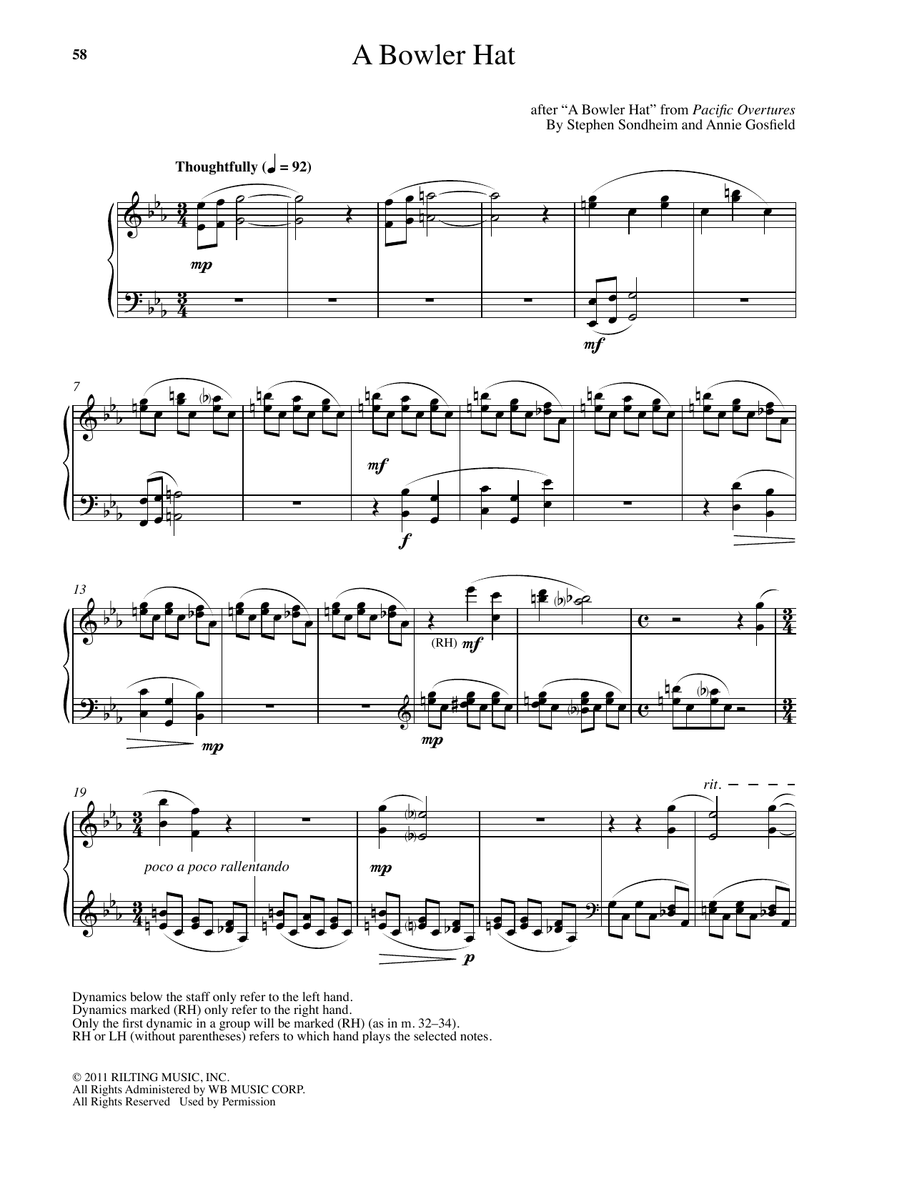 Annie Gosfield A Bowler Hat sheet music notes and chords arranged for Piano Solo