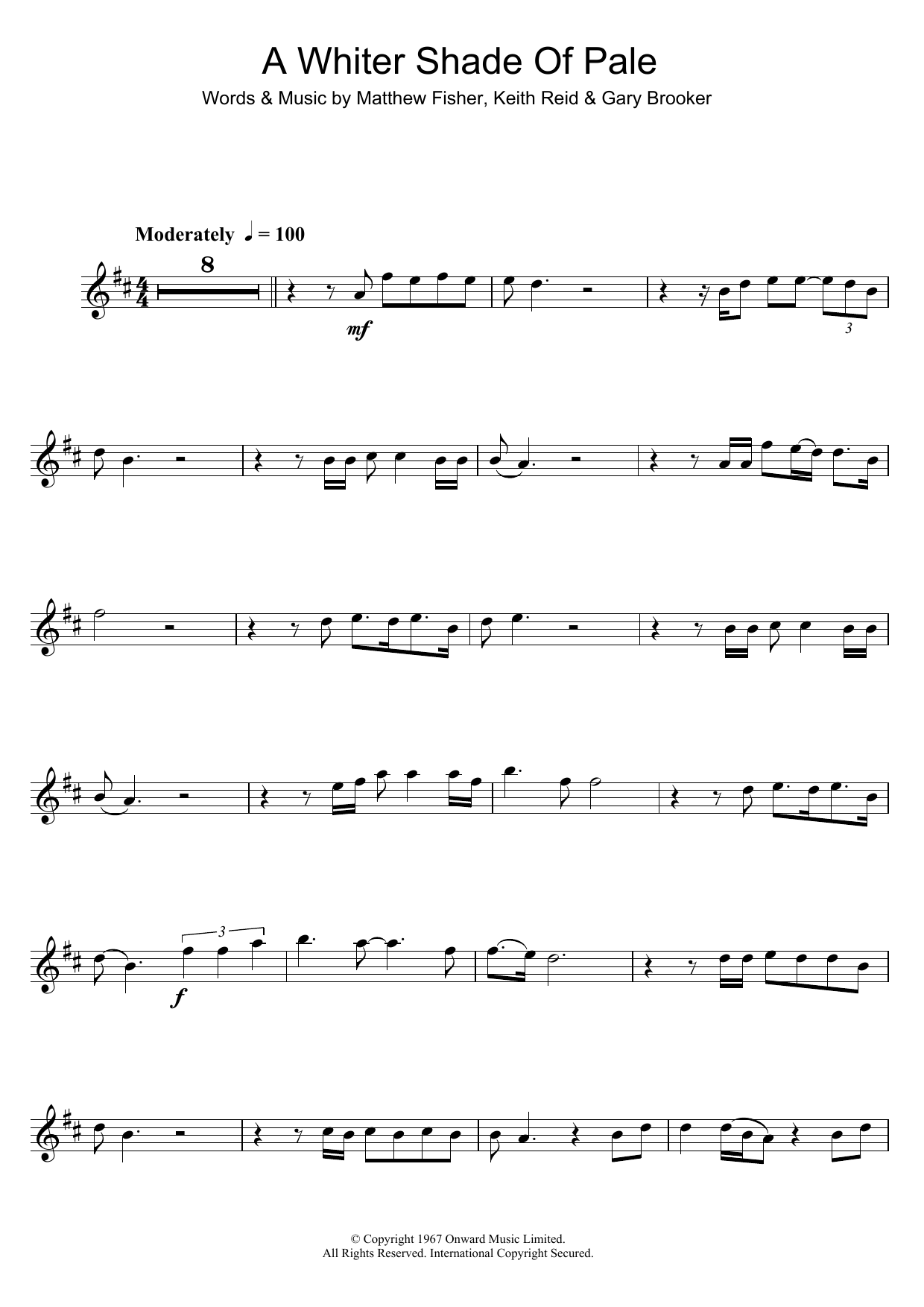 Annie Lennox A Whiter Shade Of Pale sheet music notes and chords arranged for Violin Solo