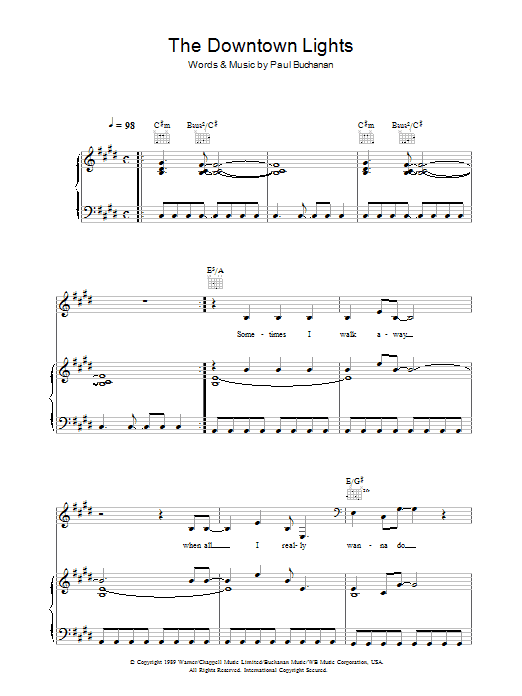 Annie Lennox The Downtown Lights sheet music notes and chords arranged for Piano, Vocal & Guitar Chords