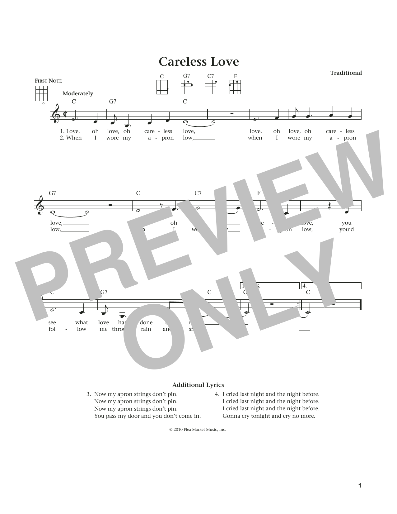 Anonymous Careless Love (from The Daily Ukulele) (arr. Liz and Jim Beloff) sheet music notes and chords arranged for Ukulele