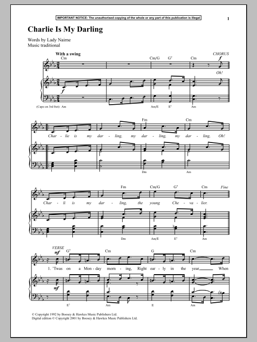 Anonymous Charlie Is My Darling sheet music notes and chords arranged for Piano & Vocal