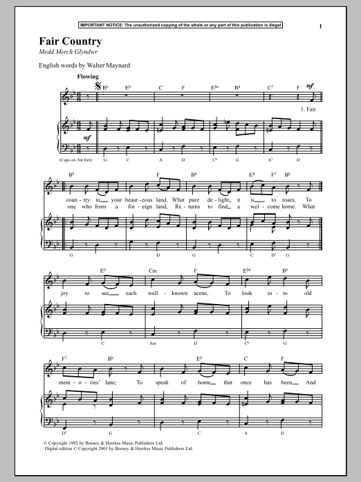 Anonymous Fair Country sheet music notes and chords arranged for Piano & Vocal