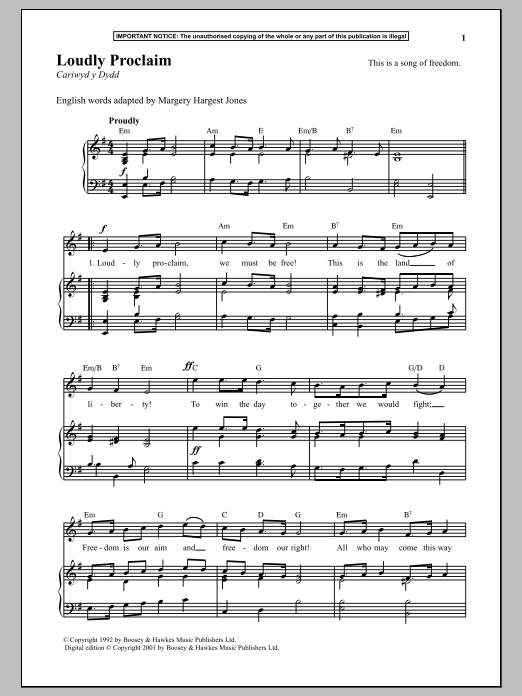 Anonymous Loudly Proclaim sheet music notes and chords arranged for Piano & Vocal