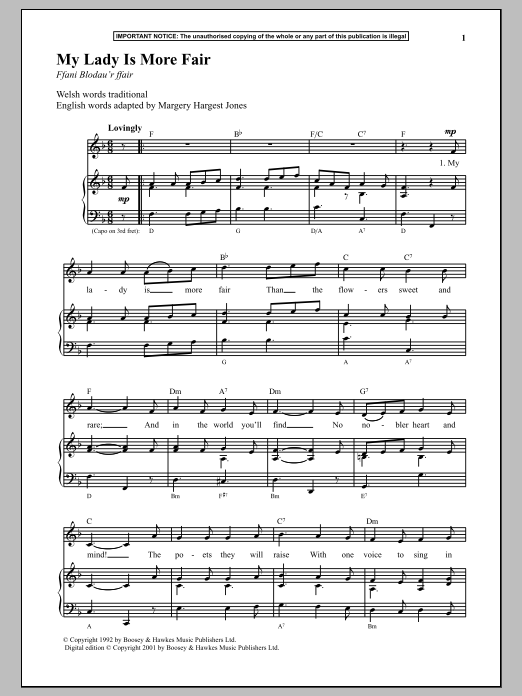 Anonymous My Lady Is More Fair sheet music notes and chords arranged for Piano & Vocal