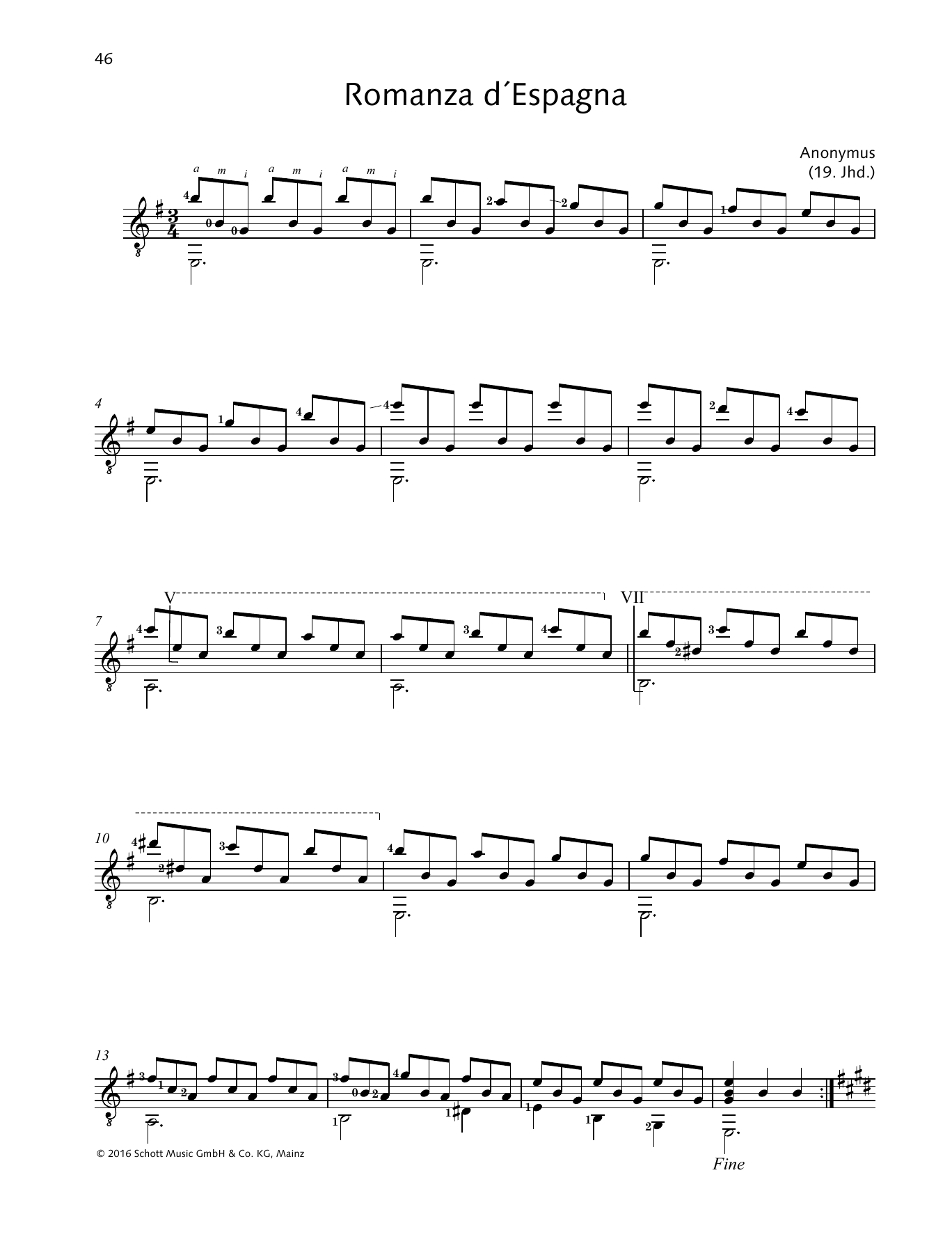 Anonymous Romanza d´Espagna sheet music notes and chords arranged for Solo Guitar