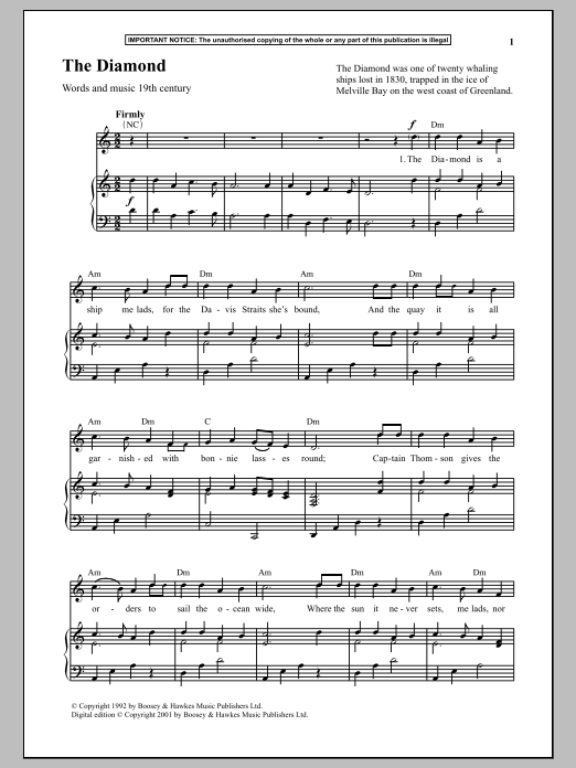 Anonymous The Diamond sheet music notes and chords arranged for Piano & Vocal