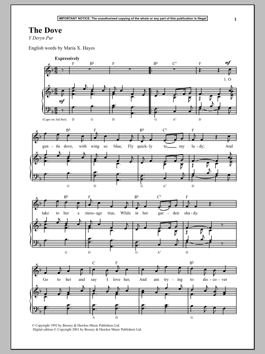 Anonymous The Dove sheet music notes and chords arranged for Piano & Vocal