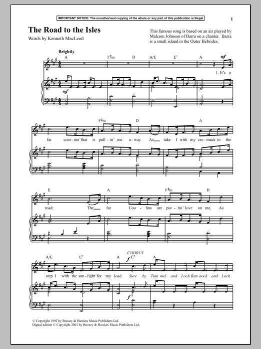 Anonymous The Road To The Isles sheet music notes and chords arranged for Piano & Vocal