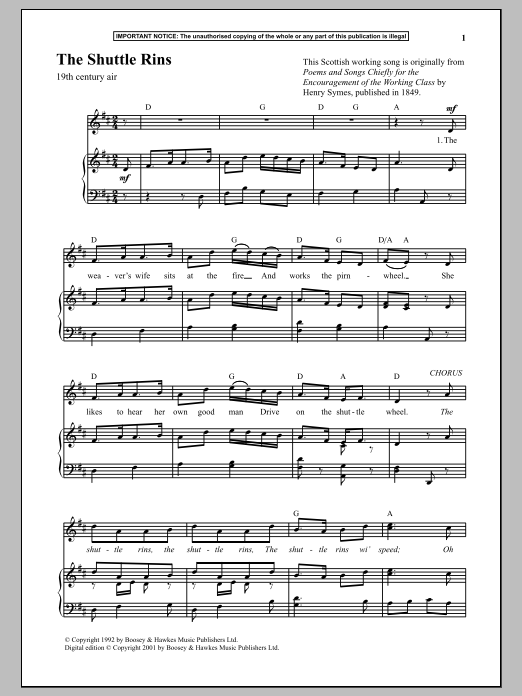 Anonymous The Shuttle Rins sheet music notes and chords arranged for Piano & Vocal