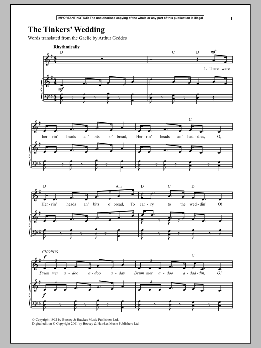 Anonymous The Tinkers Wedding sheet music notes and chords arranged for Piano & Vocal