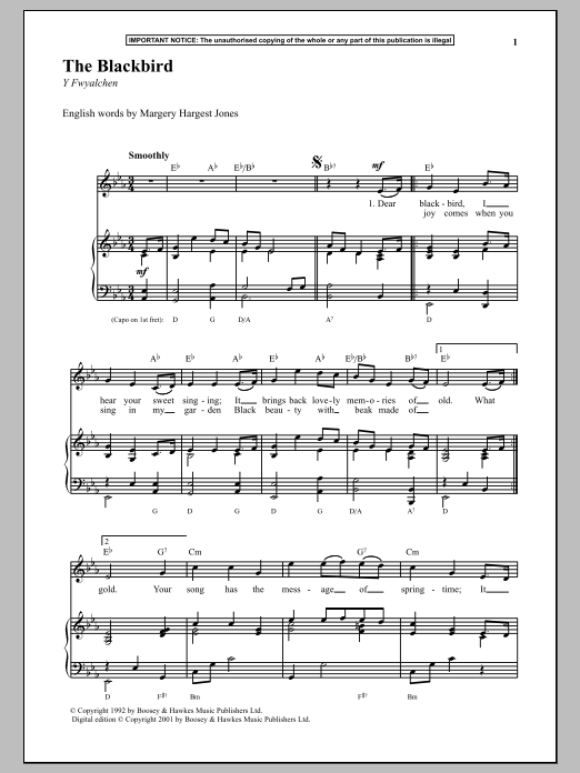 Anonymous The Blackbird sheet music notes and chords arranged for Piano & Vocal