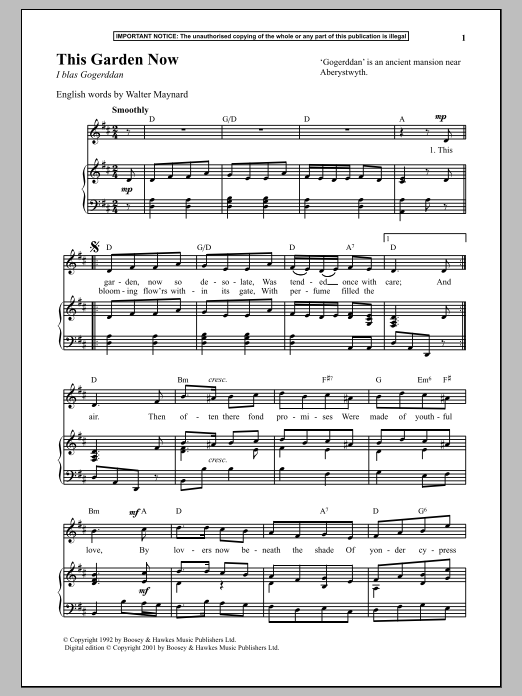 Anonymous This Garden Now sheet music notes and chords arranged for Piano & Vocal