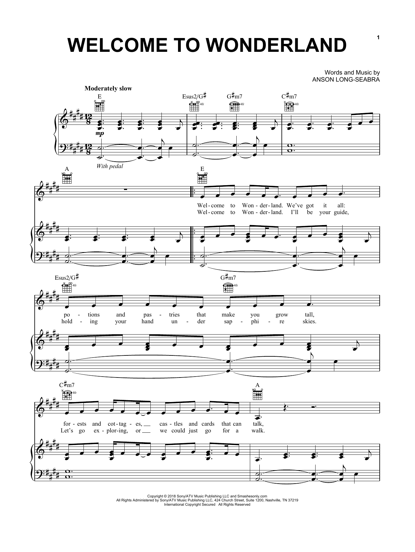 Anson Seabra Welcome To Wonderland sheet music notes and chords arranged for Piano, Vocal & Guitar Chords (Right-Hand Melody)