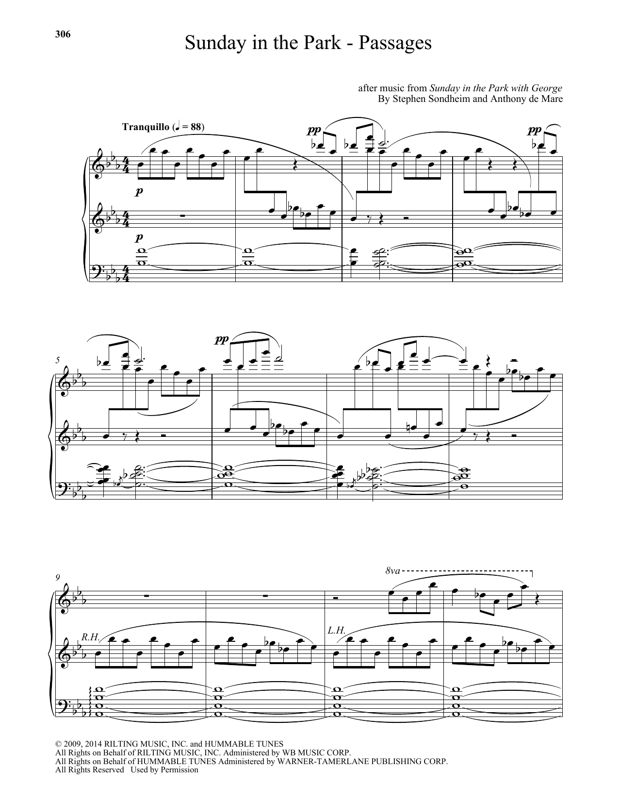 Anthony de Mare Sunday In The Park - Passages sheet music notes and chords arranged for Piano Solo