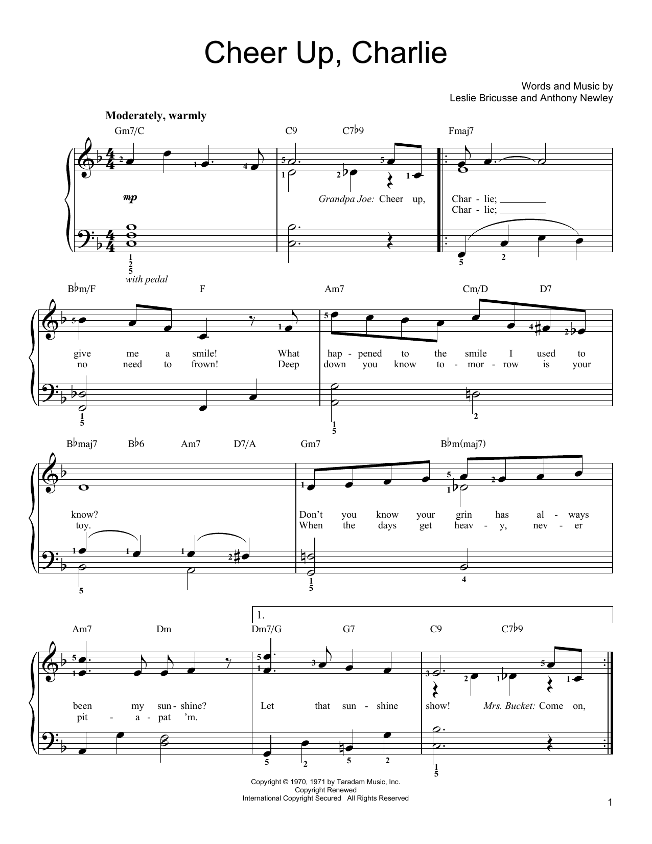 Anthony Newley Cheer Up, Charlie sheet music notes and chords. Download Printable PDF.