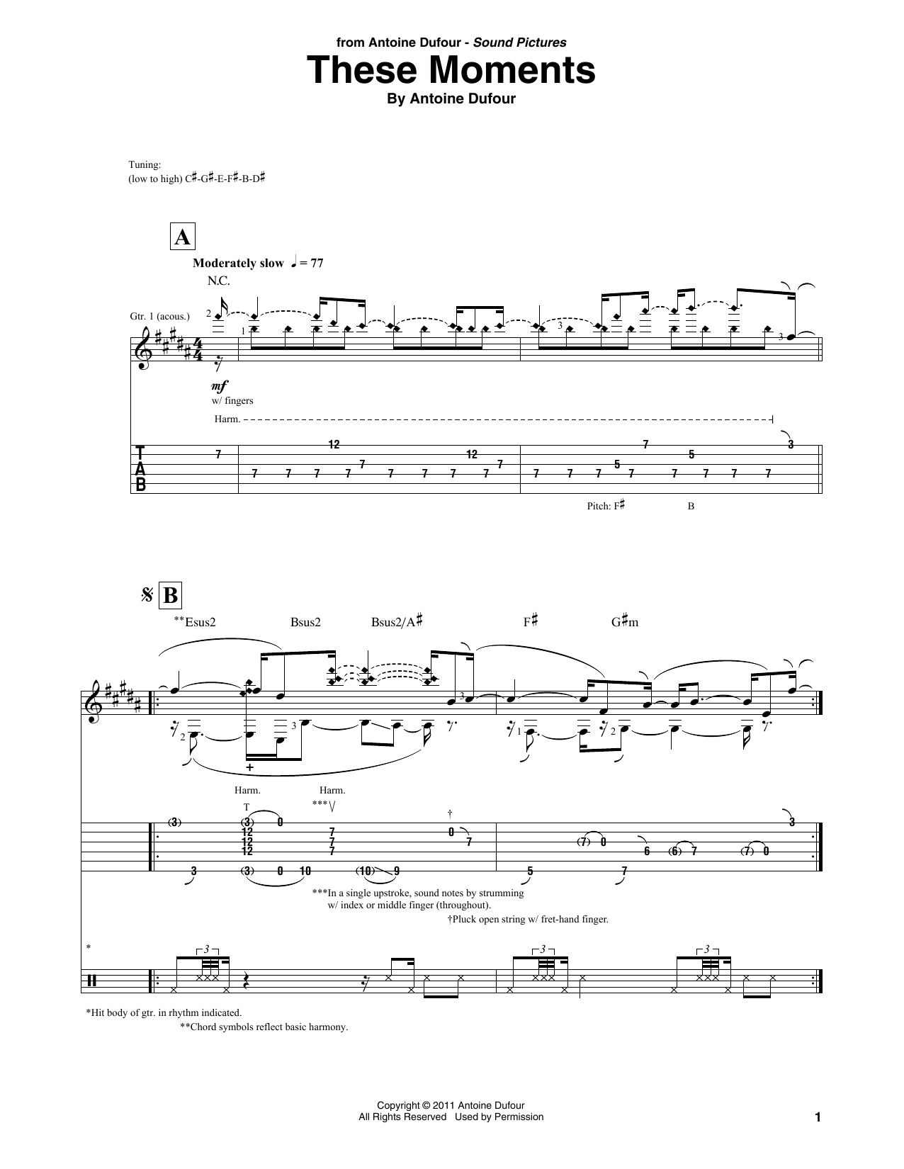 Antoine Dufour These Moments sheet music notes and chords arranged for Solo Guitar