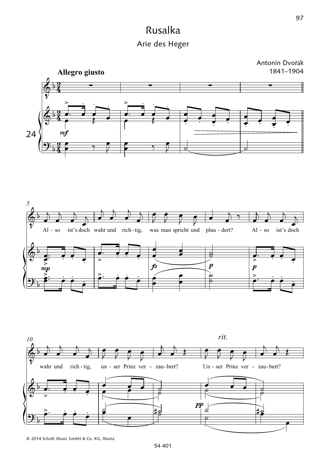 Antonín Dvorák Also ist's doch wahr und richtig sheet music notes and chords arranged for Piano & Vocal