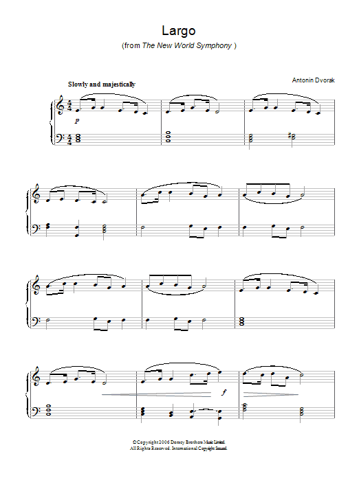 Antonin Dvorak Largo (from The New World) sheet music notes and chords arranged for Piano Chords/Lyrics