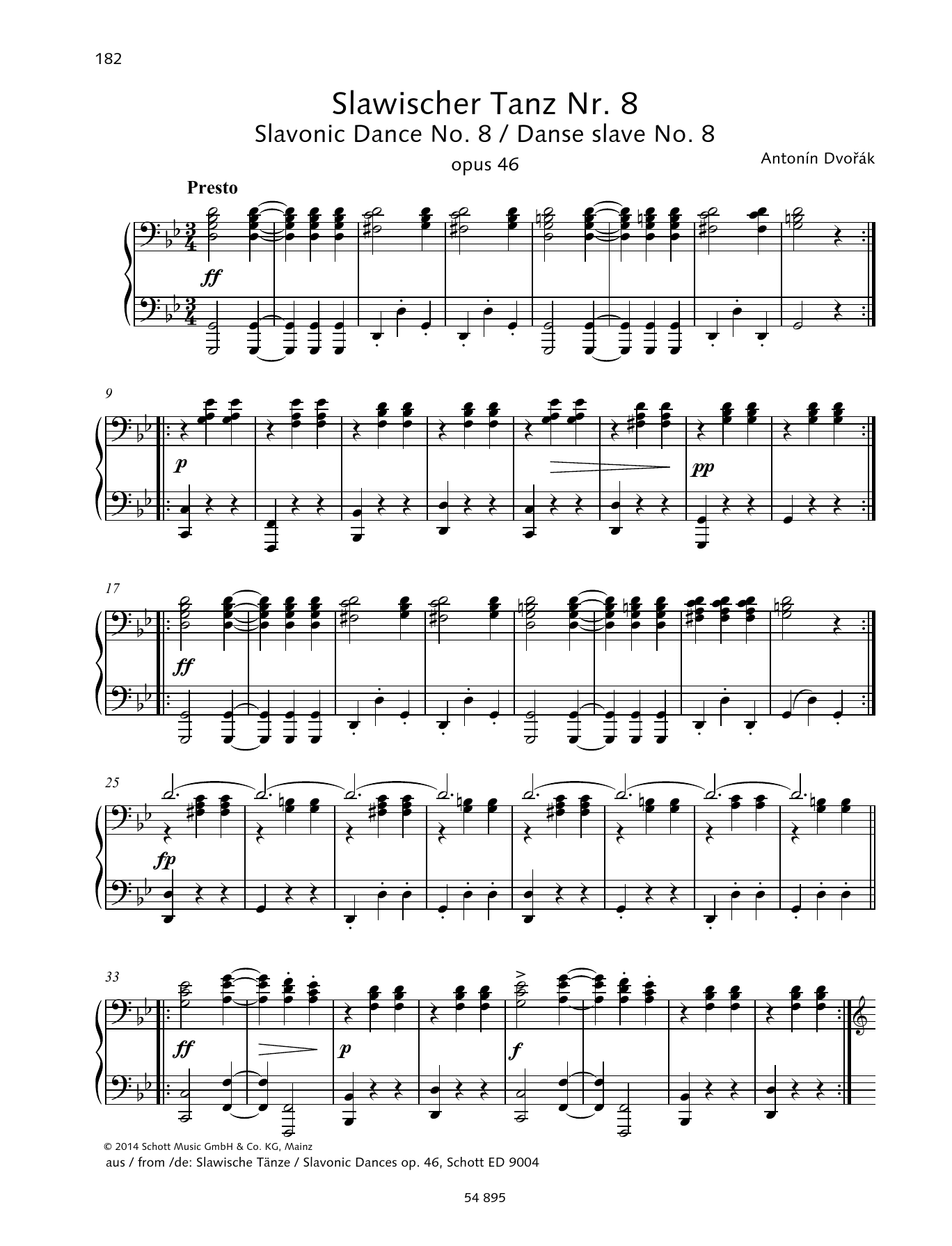 Antonín Dvorák Slavonic Dance sheet music notes and chords arranged for Piano Duet