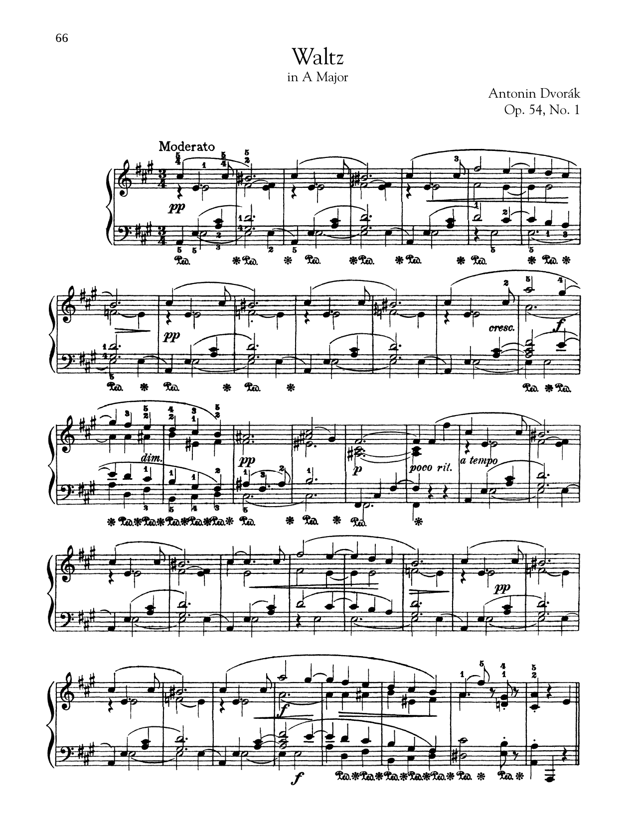 Antonín Dvorák Waltz In A Major, Op. 54, No. 1 sheet music notes and chords arranged for Piano Solo