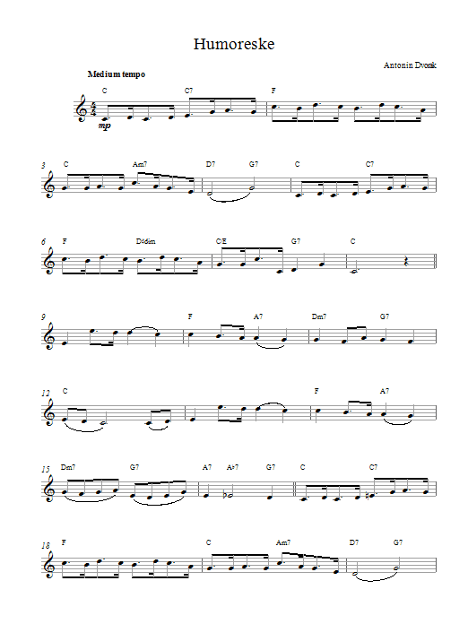 Antonin Dvorak Humoreske (Top Line) sheet music notes and chords arranged for Lead Sheet / Fake Book