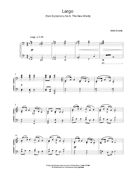 Antonin Dvorak Largo sheet music notes and chords. Download Printable PDF.