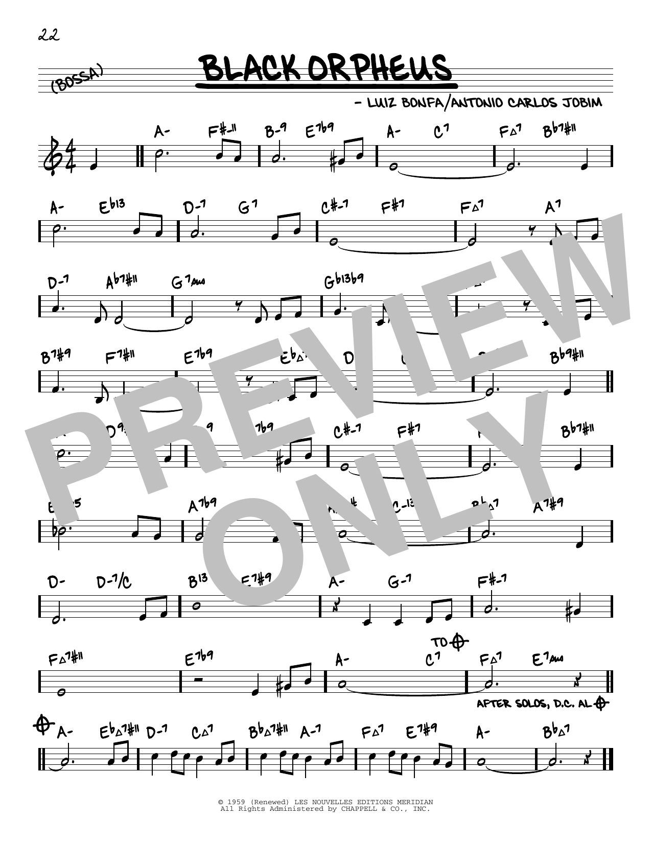 Antonio Carlos Jobim Black Orpheus (arr. David Hazeltine) sheet music notes and chords arranged for Real Book – Enhanced Chords