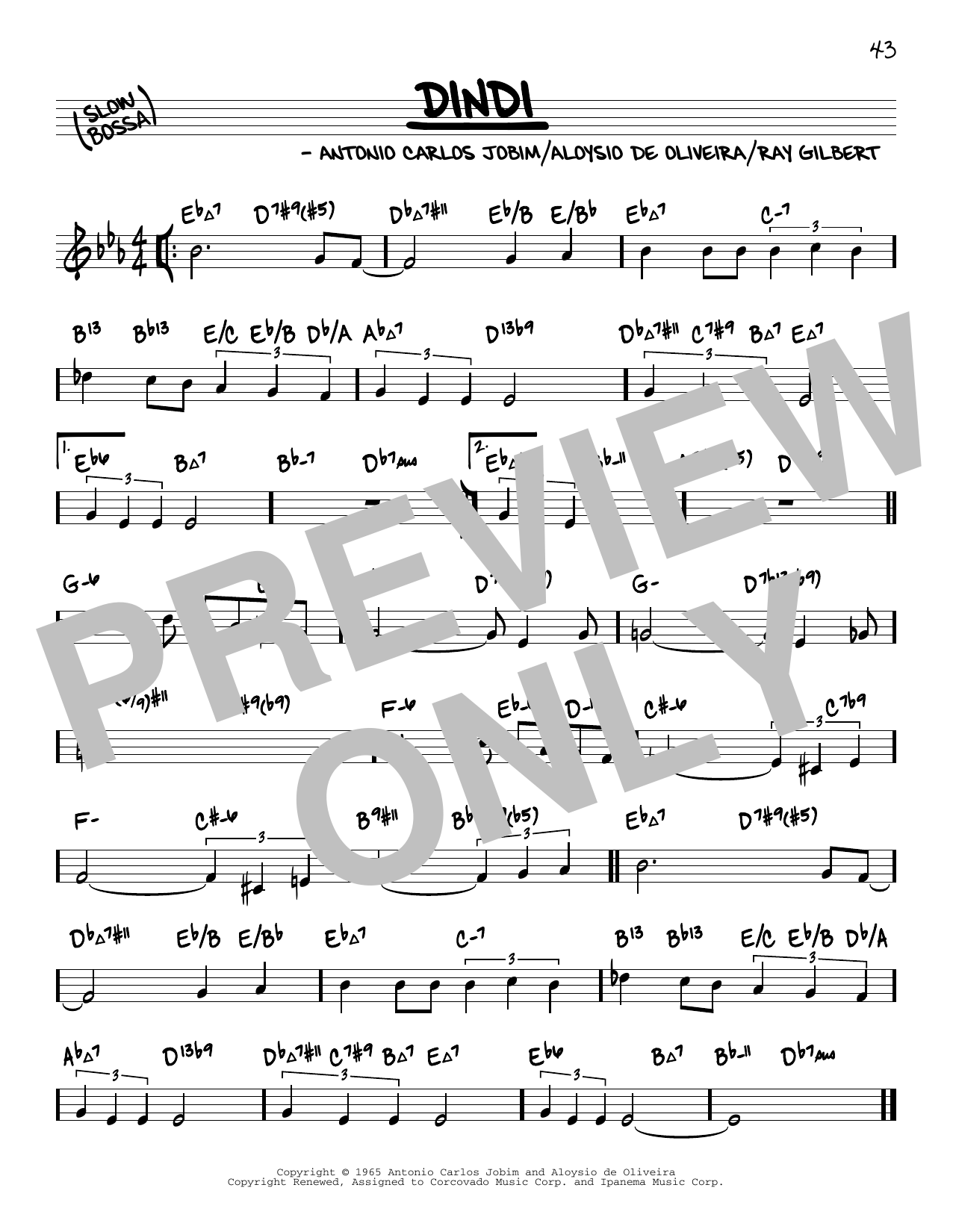 Antonio Carlos Jobim Dindi (arr. David Hazeltine) sheet music notes and chords arranged for Real Book – Enhanced Chords
