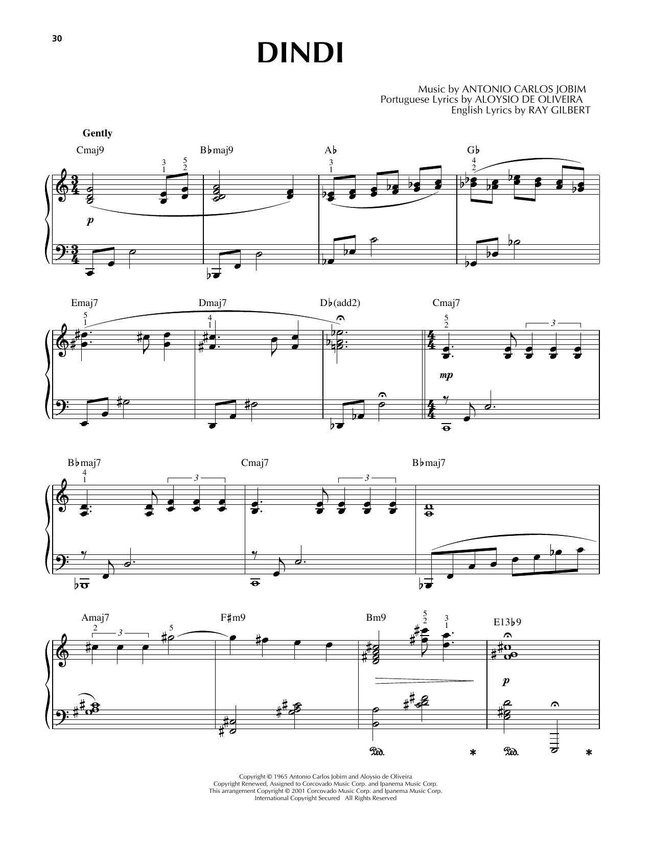 Antonio Carlos Jobim Dindi [Jazz version] (arr. Brent Edstrom) sheet music notes and chords arranged for Piano Solo