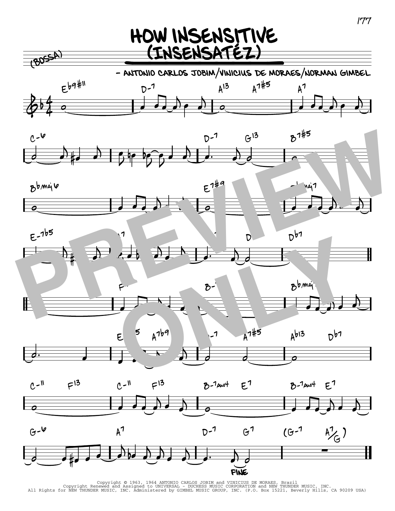 Antonio Carlos Jobim How Insensitive (Insensatez) [Reharmonized version] (arr. Jack Grassel) sheet music notes and chords arranged for Real Book – Melody & Chords