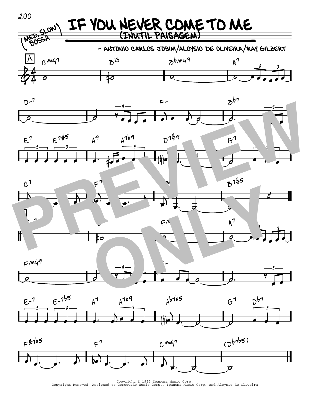 Antonio Carlos Jobim If You Never Come To Me (Inutil Paisagem) [Reharmonized version] (arr. Jack Grassel) sheet music notes and chords arranged for Real Book – Melody & Chords