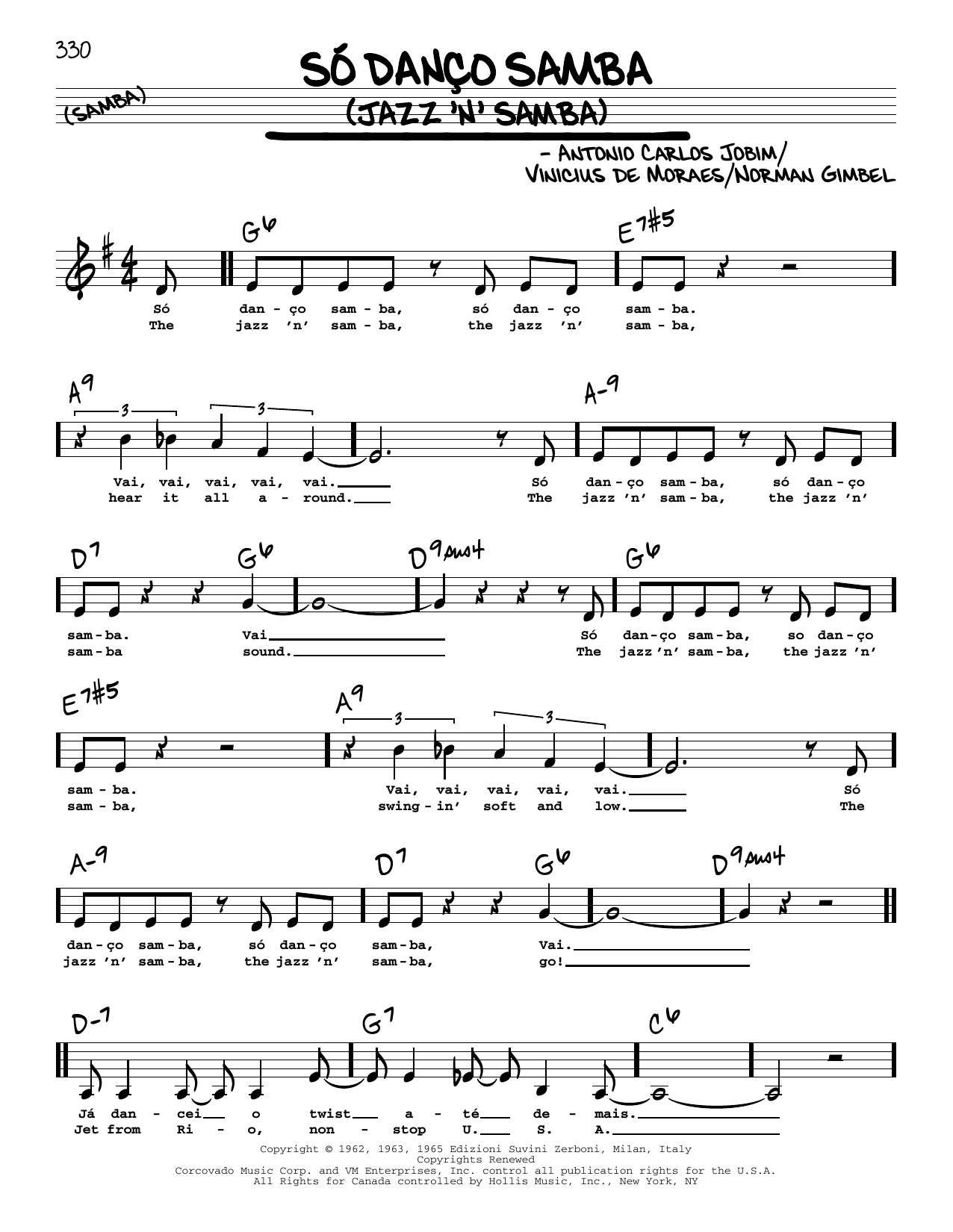 Antonio Carlos Jobim Jazz 'N' Samba (So Danco Samba) (Low Voice) sheet music notes and chords arranged for Real Book – Melody, Lyrics & Chords