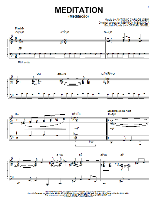Antonio Carlos Jobim Meditation (Meditacao) [Jazz version] (arr. Brent Edstrom) sheet music notes and chords arranged for Piano & Vocal