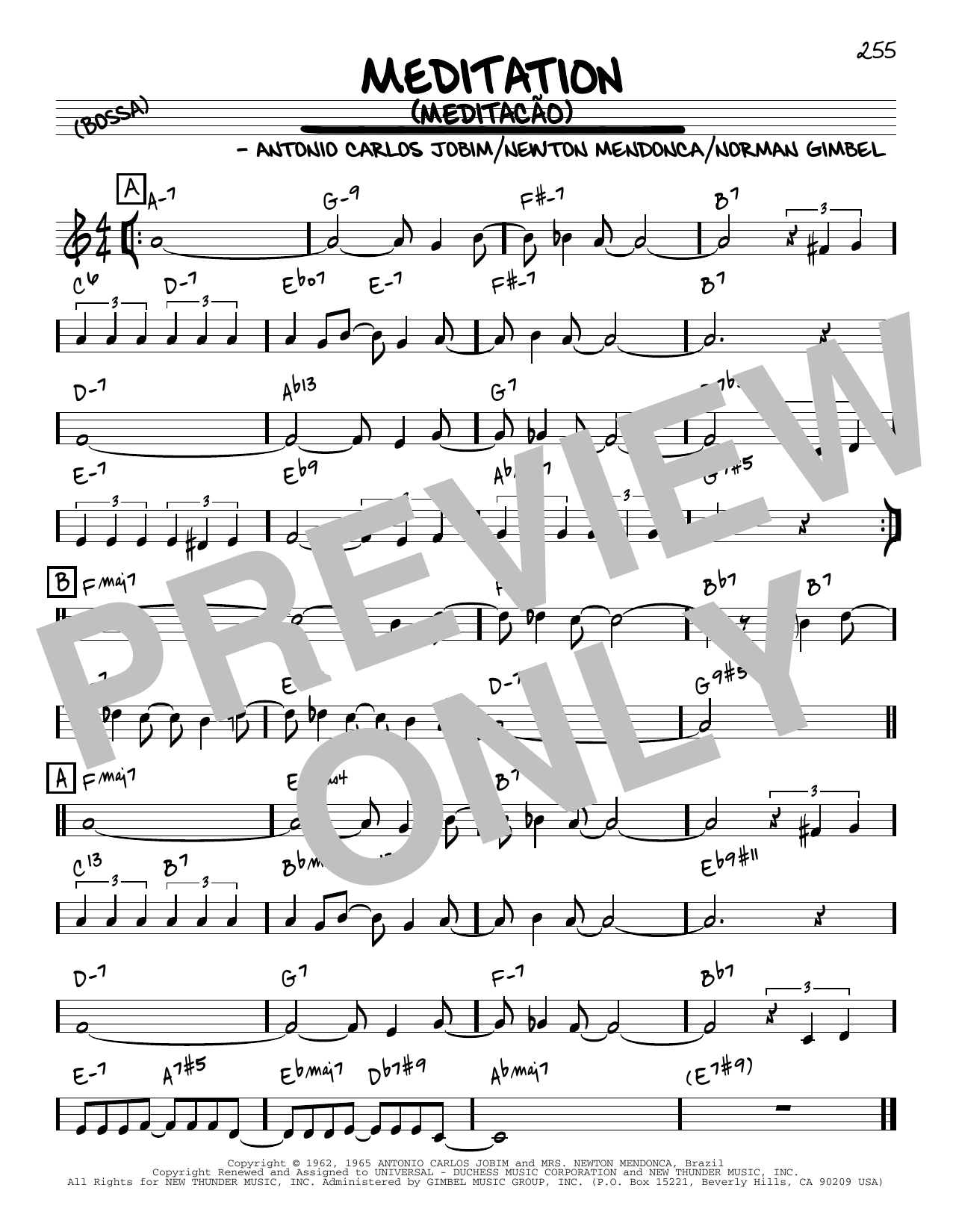 Antonio Carlos Jobim Meditation (Meditacao) [Reharmonized version] (arr. Jack Grassel) sheet music notes and chords arranged for Real Book – Melody & Chords