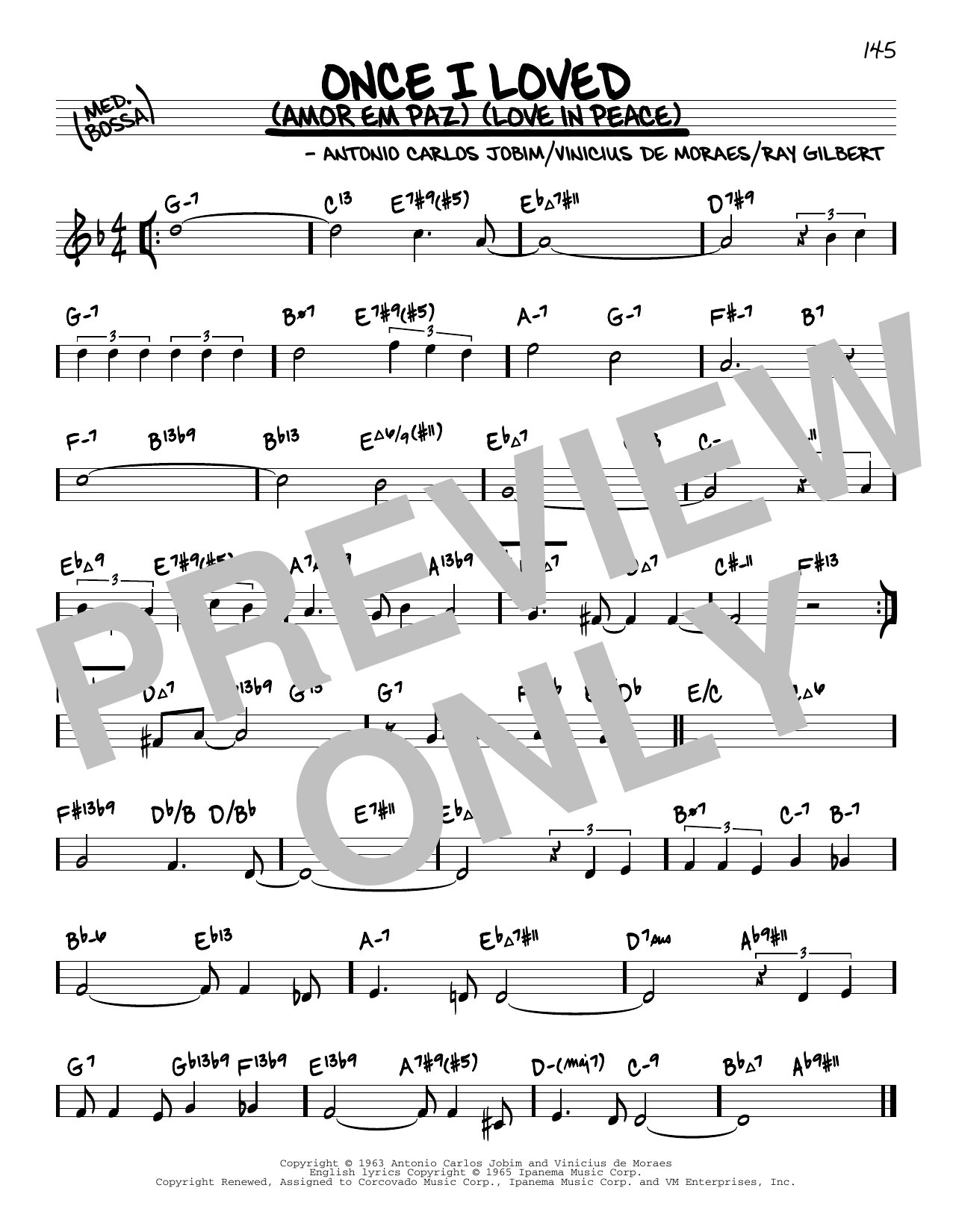 Antonio Carlos Jobim Once I Loved (Amor Em Paz) (Love In Peace) (arr. David Hazeltine) sheet music notes and chords arranged for Real Book – Enhanced Chords