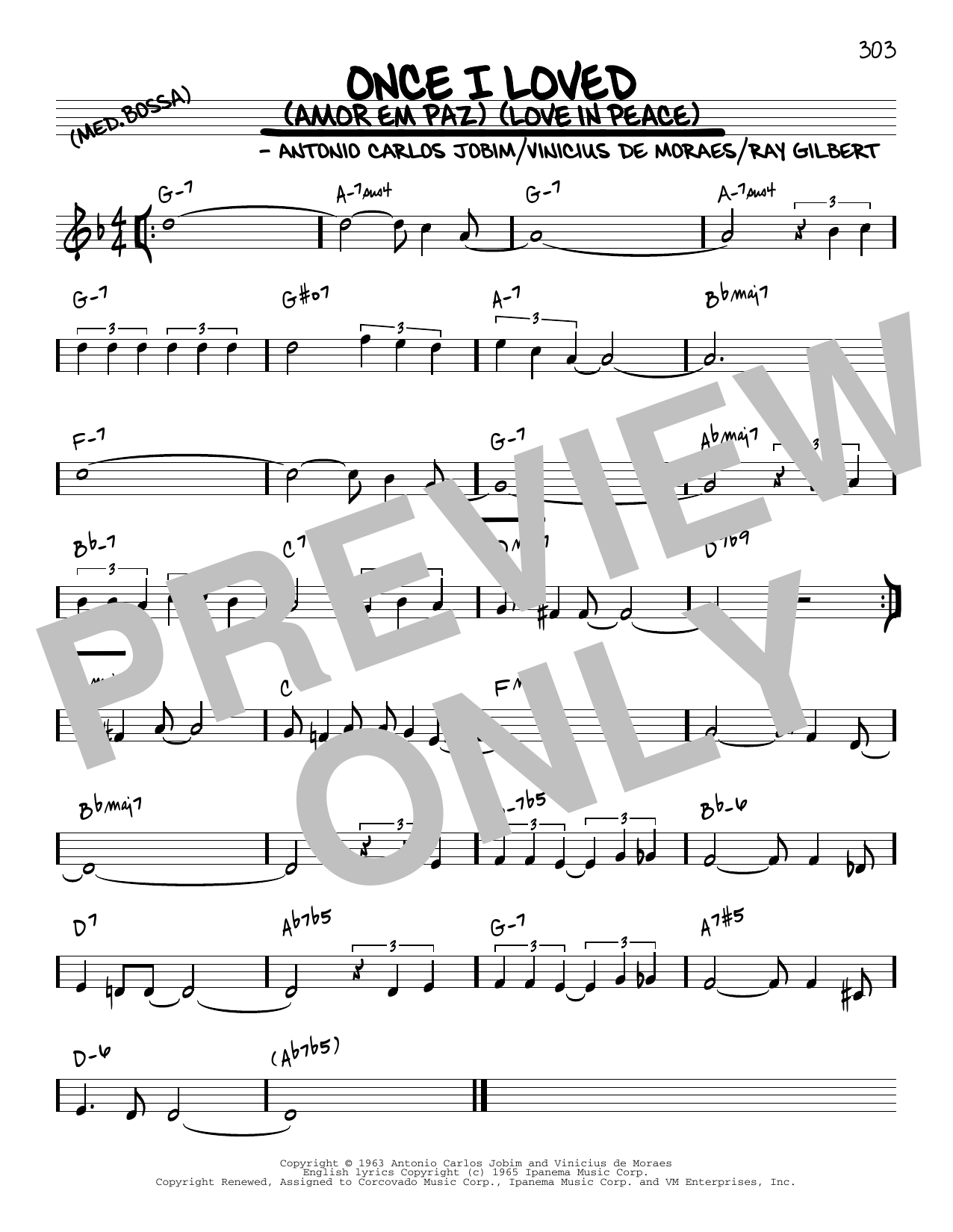 Antonio Carlos Jobim Once I Loved (Amor Em Paz) (Love In Peace) [Reharmonized version] (arr. Jack Grassel) sheet music notes and chords arranged for Real Book – Melody & Chords