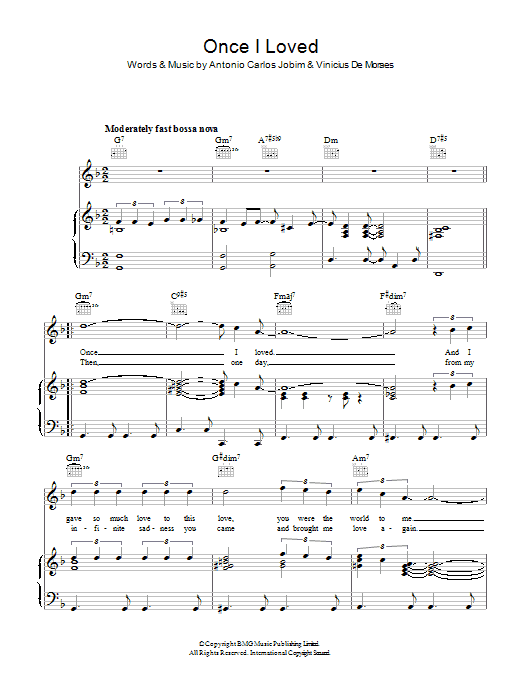 Antonio Carlos Jobim Once I Loved sheet music notes and chords arranged for Piano, Vocal & Guitar Chords