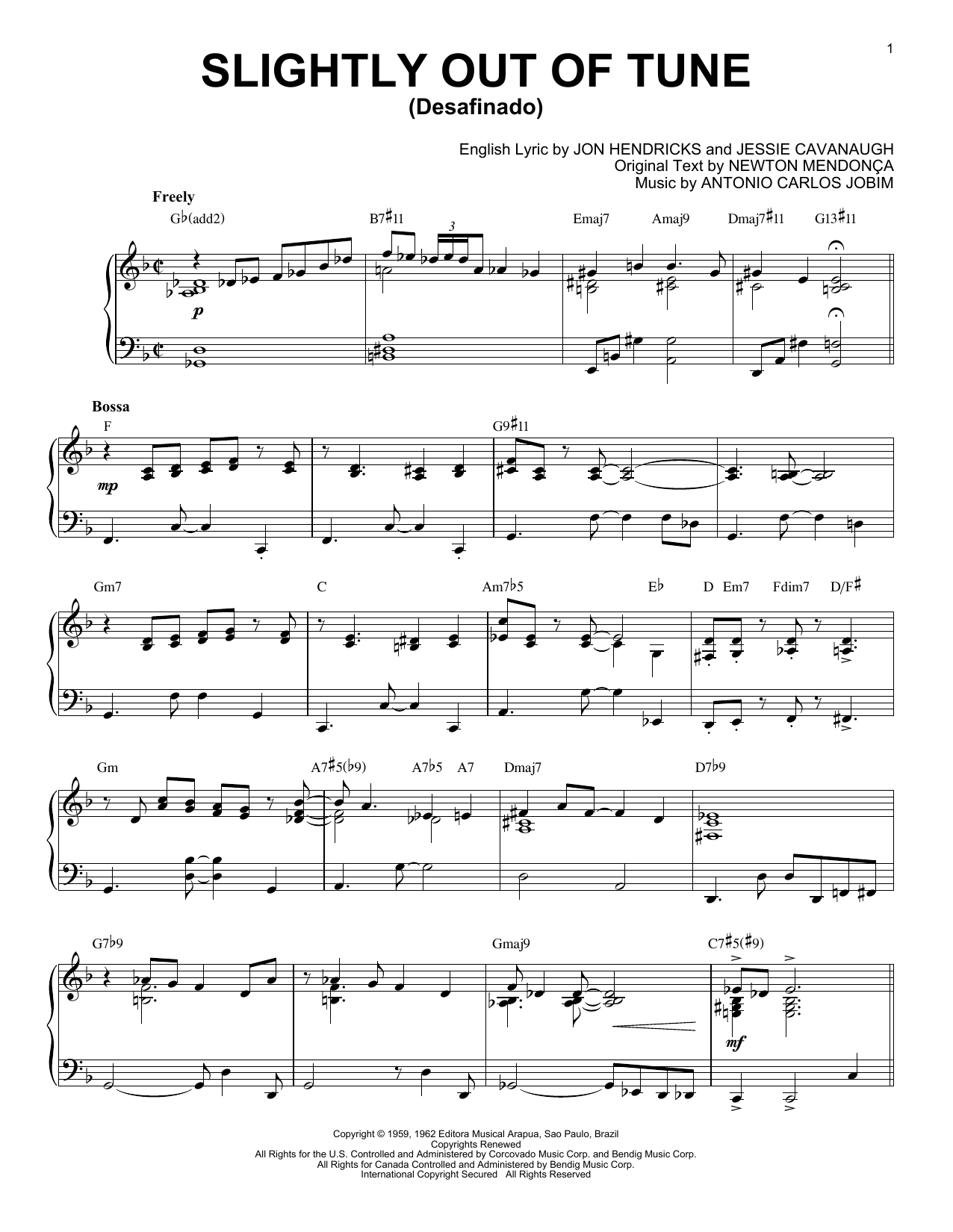 Antonio Carlos Jobim Slightly Out Of Tune (Desafinado) [Jazz version] (arr. Brent Edstrom) sheet music notes and chords arranged for Piano Solo