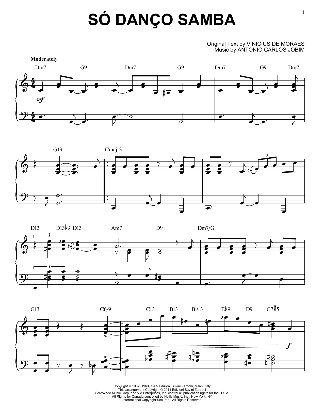 Antonio Carlos Jobim So Danco Samba [Jazz version] (arr. Brent Edstrom) sheet music notes and chords arranged for Piano Solo