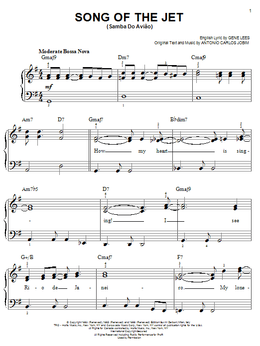 Antonio Carlos Jobim Song Of The Jet (Samba do Aviao) sheet music notes and chords arranged for Solo Guitar