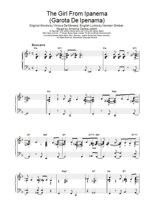 Antonio Carlos Jobim The Girl From Ipanema sheet music notes and chords arranged for Trumpet Solo