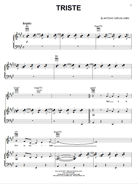 Antonio Carlos Jobim Triste sheet music notes and chords arranged for Lead Sheet / Fake Book