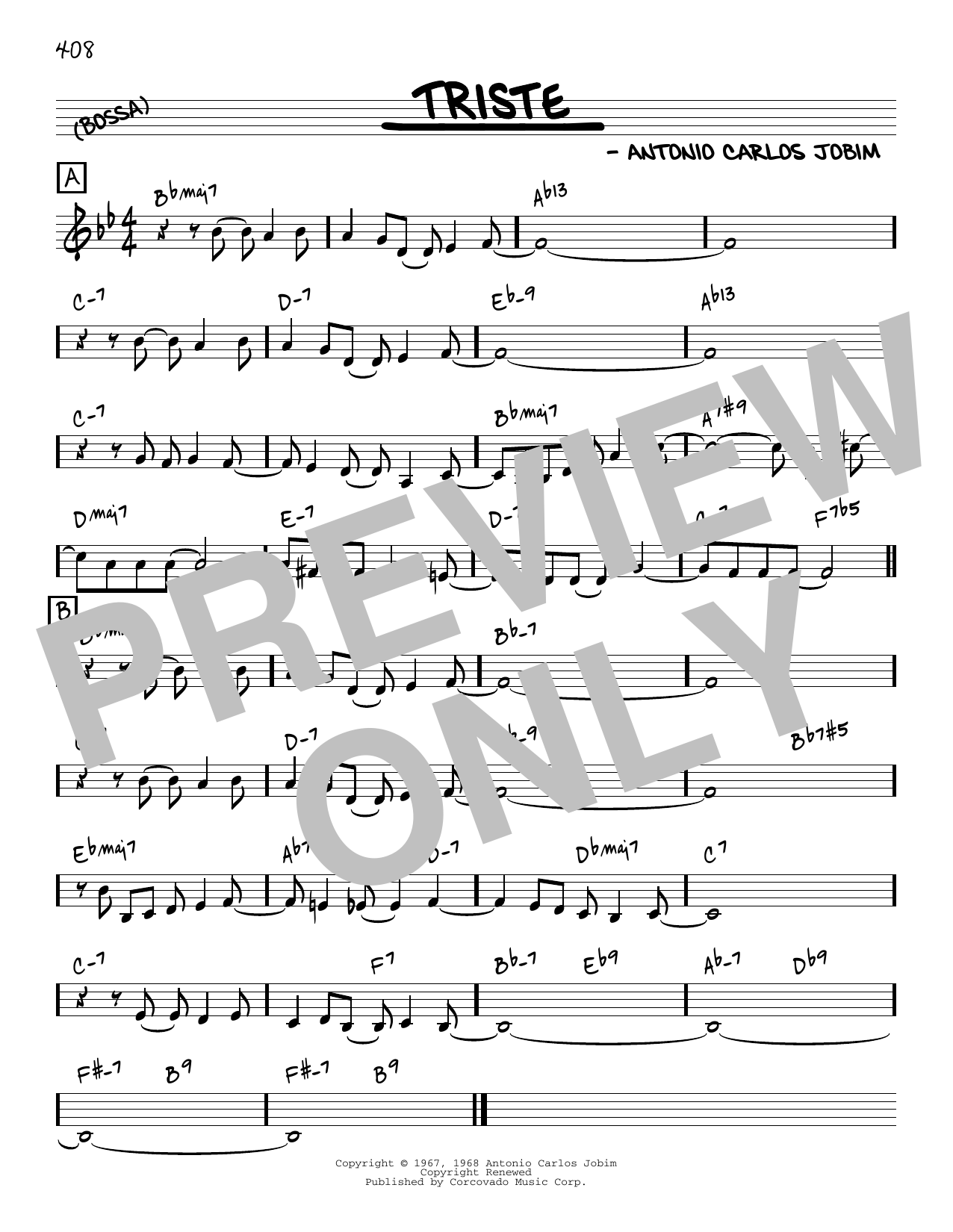 Antonio Carlos Jobim Triste [Reharmonized version] (arr. Jack Grassel) sheet music notes and chords arranged for Real Book – Melody & Chords